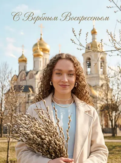 Надпись на фото нейросетью — «С надписью на фоне церкви»