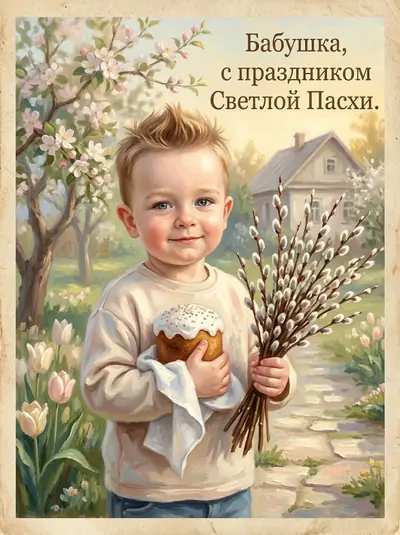 Открытка из фото нейросетью — «Открытка для бабушки»