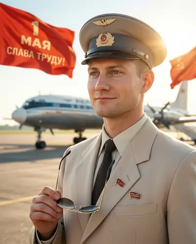Ретро-фото нейросетью — «Пилот в СССР»