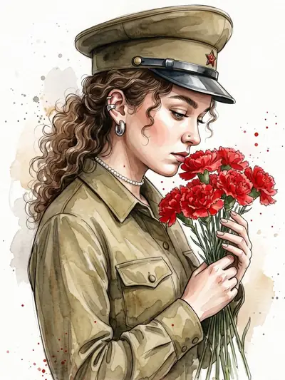 Открытка из фото нейросетью — «Памятная открытка акварелью»