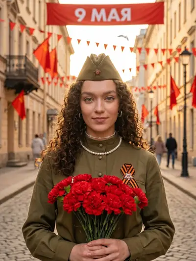 Раскрасить чёрно-белое фото — пример «Праздник на старинной улице»