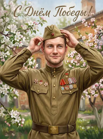 Открытка из фото нейросетью — «Открытка в стиле масляной живописи»
