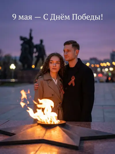 Раскрасить чёрно-белое фото — пример «Пара у Вечного Огня»