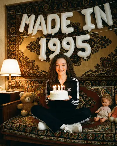 Надпись на фото нейросетью — «Made in 1995»