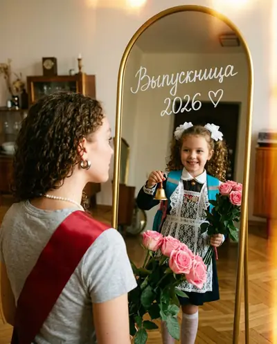 Изменить возраст на фото — «С маленькой версией в зеркале»