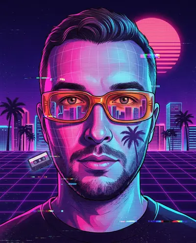 Аниме-портрет по фото — «Vaporwave»